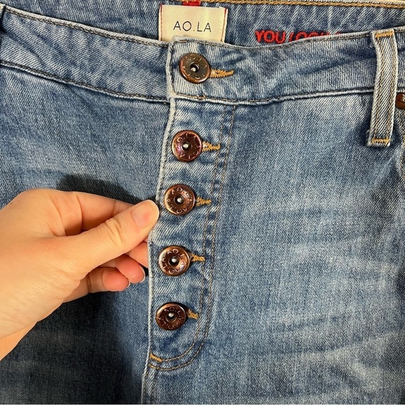 AO.LA x ALICE + OLIVIA High Rise Cropped Wide Leg Jeans in Night Moves - Picture 10 of 15